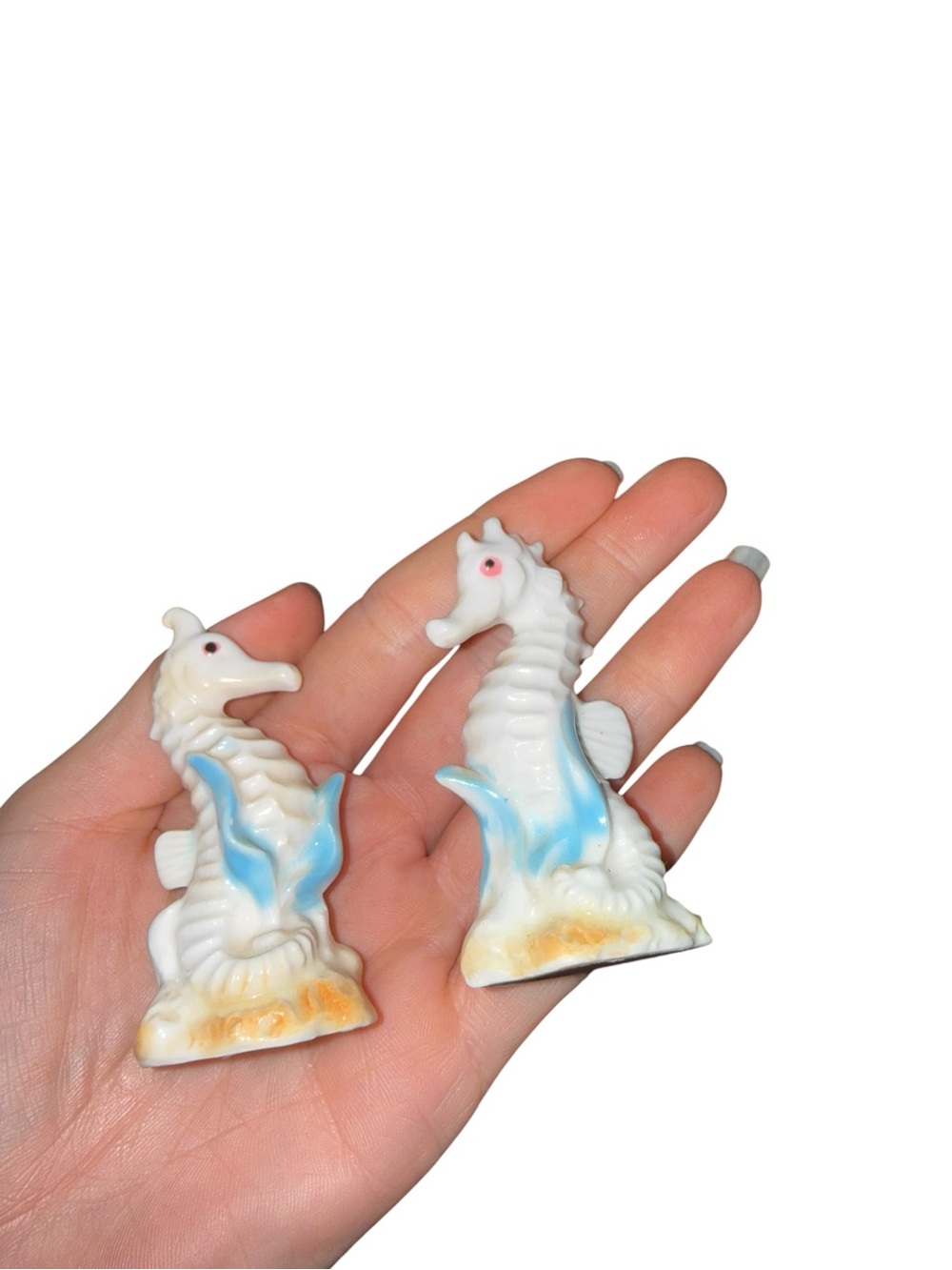 Vintage white seahorse salt and pepper set